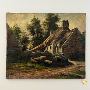 Antique French Original Oil On Canvas Painting , Signed M. Guillebert